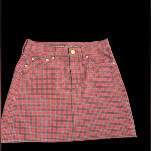 American Eagle Outfitters Red and Blue A-Line Mini Skirt